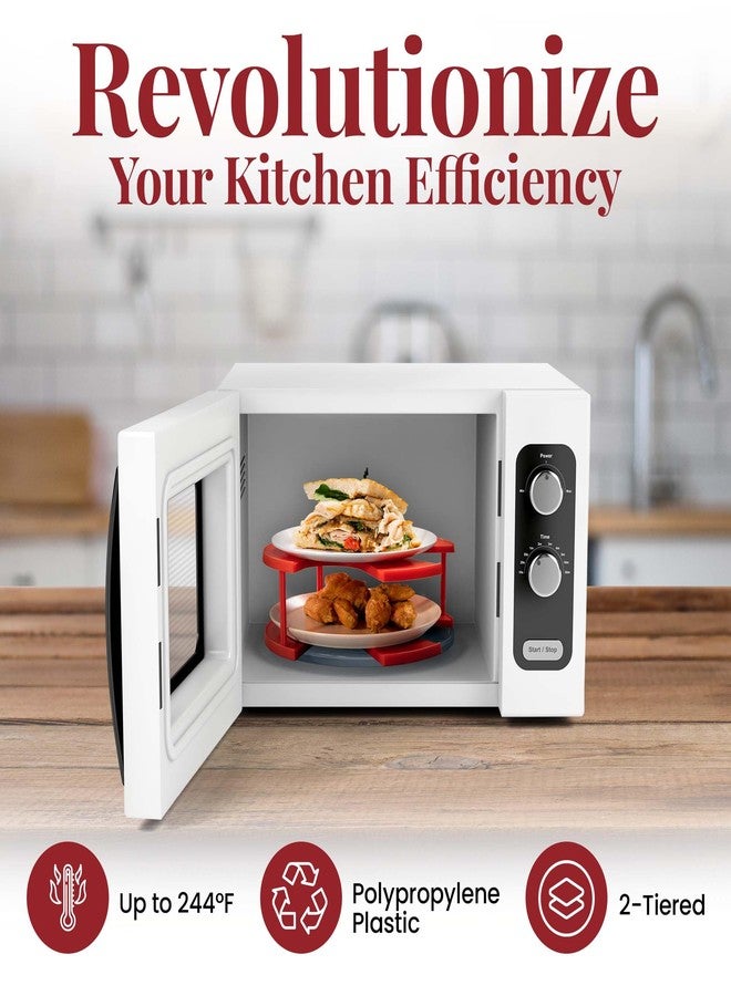 DoubleWave 2-in-1 microwave plate stacker | Two tier microwave plate stacker for better convenience | Heated dinner plate stacker for reliable and safe use | Guaranteed to last (Large) - Image 2
