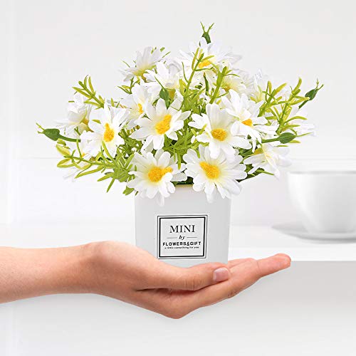 AIFUSI Artificial Flowers, Faux Flowers in Vase Small White Daisy Decor Mini Silky Artificial Daisies Fake Plant Flower Decor for Home Decor Indoor Centerpiece Table Decorations - Image 4