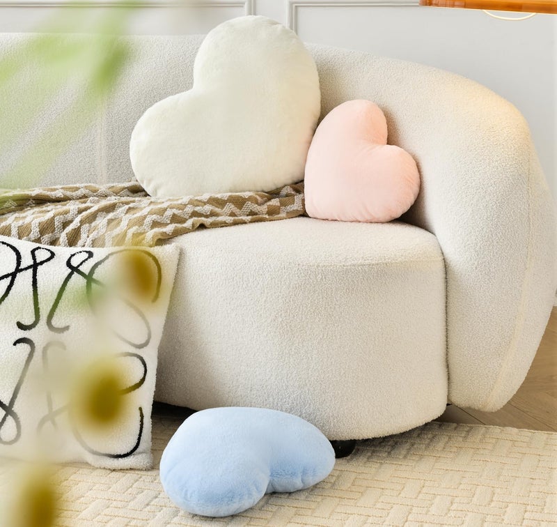 Petrella Heart Pillow Cute Fuzzy Pillows Throw Pillows for Bed Livingroom Home Decor Cushion Decorative Aesthetic Preppy Pillows White,Large 19"x15" - Image 4