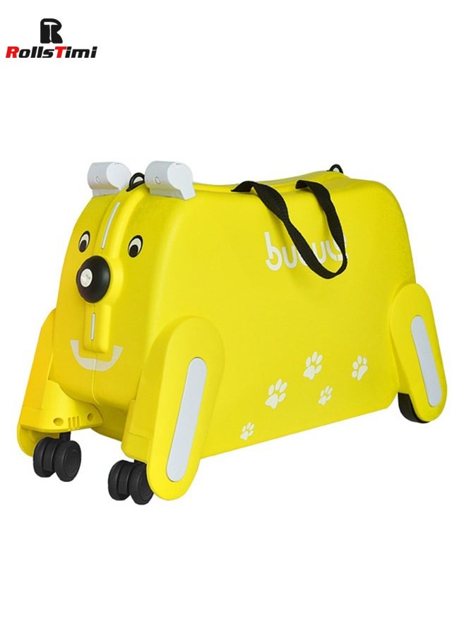 RollsTimi  Cute Kids Trolley Bag Dog Shape Kid Toy Travel Luggage 1-8 Age ,Yellow  - Image 2