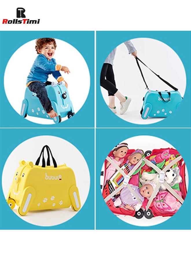 RollsTimi  Cute Kids Trolley Bag Dog Shape Kid Toy Travel Luggage 1-8 Age ,Yellow  - Image 4