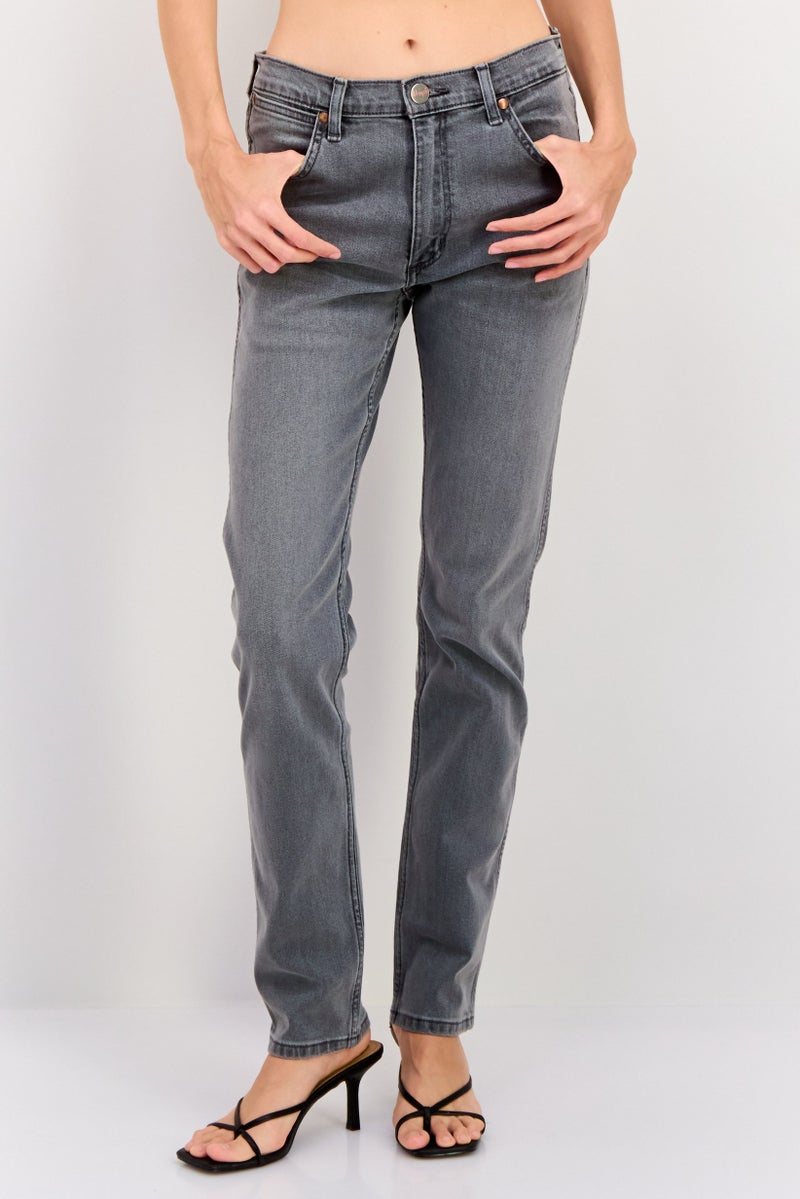 Wrangler Women Slim Fit High Rise Straight Leg Jeans, Grey - Image 1