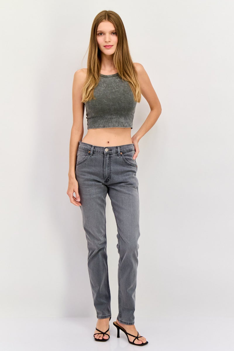 Wrangler Women Slim Fit High Rise Straight Leg Jeans, Grey - Image 3