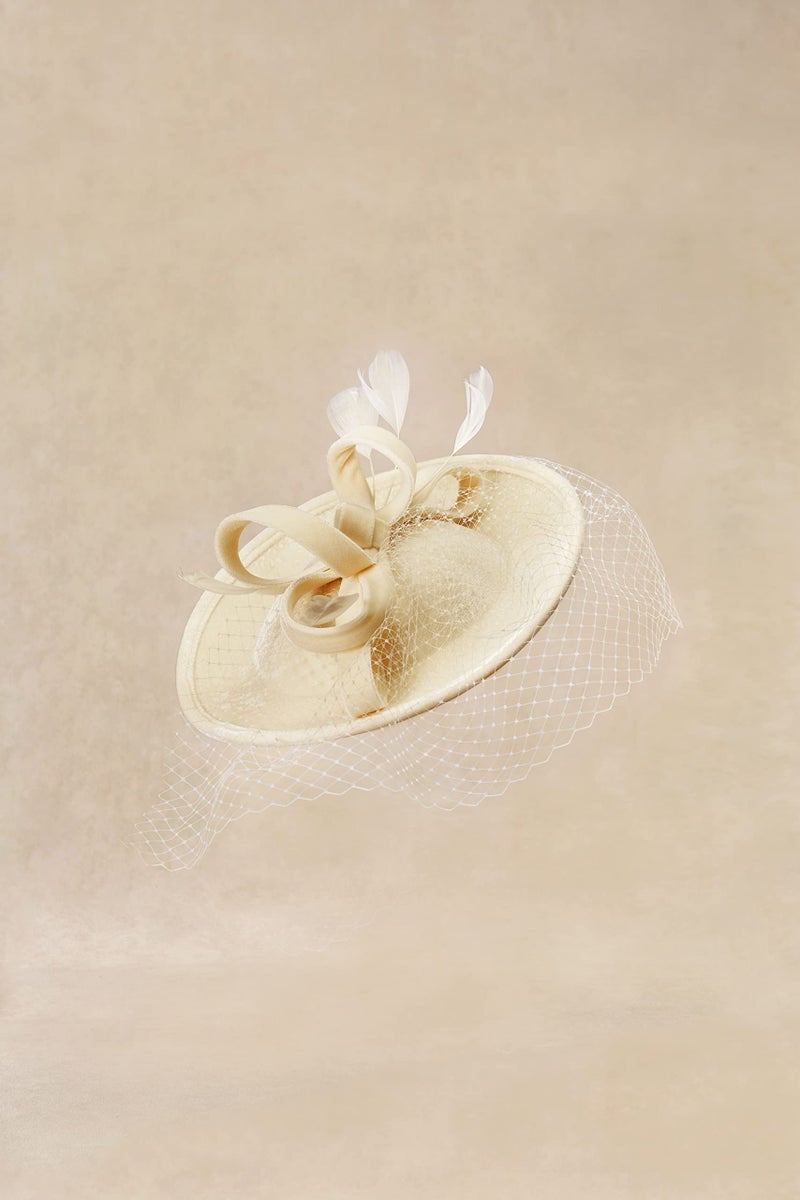 BABEYOND Tea Party Fascinator Kentucky Hat Fascinator Cocktail Pillbox Hat Derby Headband Off-White - Image 2