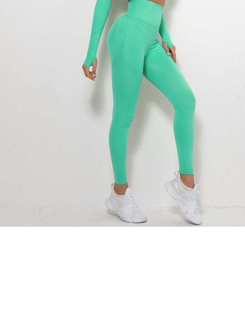 Loquat High Waist Tight-Fitting Sports Set Green  - Image 3