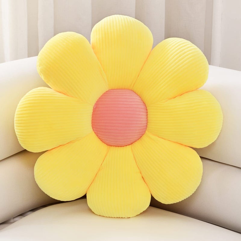 Sioloc Flower Shaped Throw Pillow Yellow 295 Flower Plush Soft Comfortable Decorative Premium Quality MultiPurpose Washable Indoor Holiday Theme