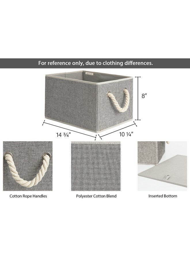 StorageWorks Storage Baskets for Shelves, Foldable Fabric Closet Storage Bins with Handles, Fabric Storage Bins Clothes Organizer, Gray, 3-Pack, Medium - Image 2