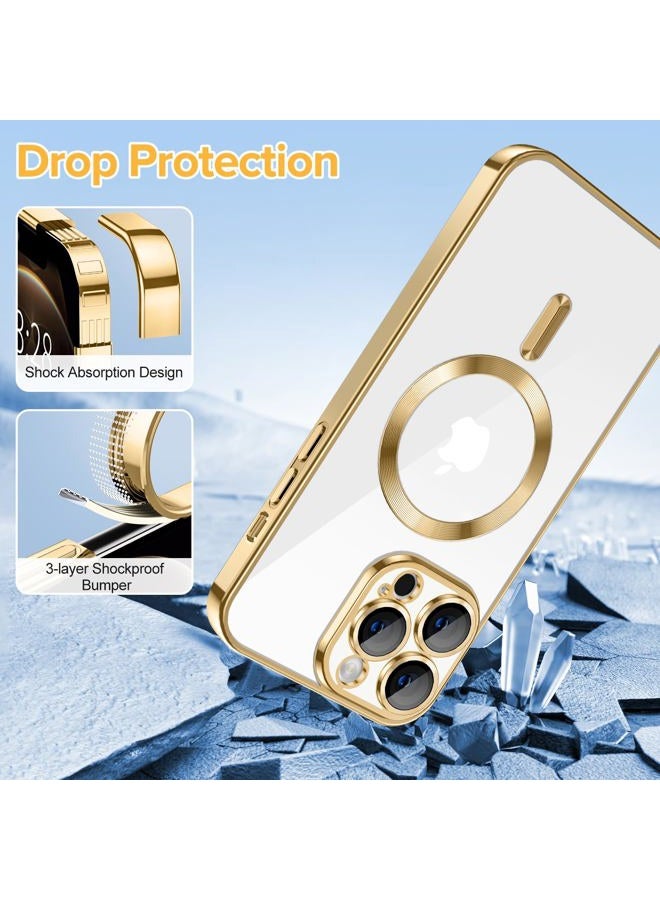 Hython Magnetic Clear for iPhone 12 Pro Case with Camera Lens Protector [Compatible with MagSafe] Luxury Plating Edge Slim Soft TPU Cover Protective Phone Case for iPhone 12 Pro 6.1", Gold - Image 5