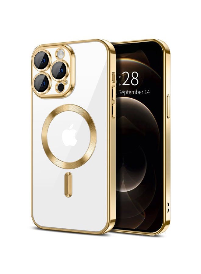 Hython Magnetic Clear for iPhone 12 Pro Case with Camera Lens Protector [Compatible with MagSafe] Luxury Plating Edge Slim Soft TPU Cover Protective Phone Case for iPhone 12 Pro 6.1", Gold - Image 1