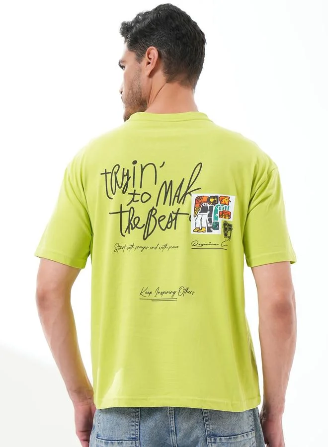 تايك تو Neon Green Graphic Print Short Sleeves Round Neck T-Shirt By Reprise