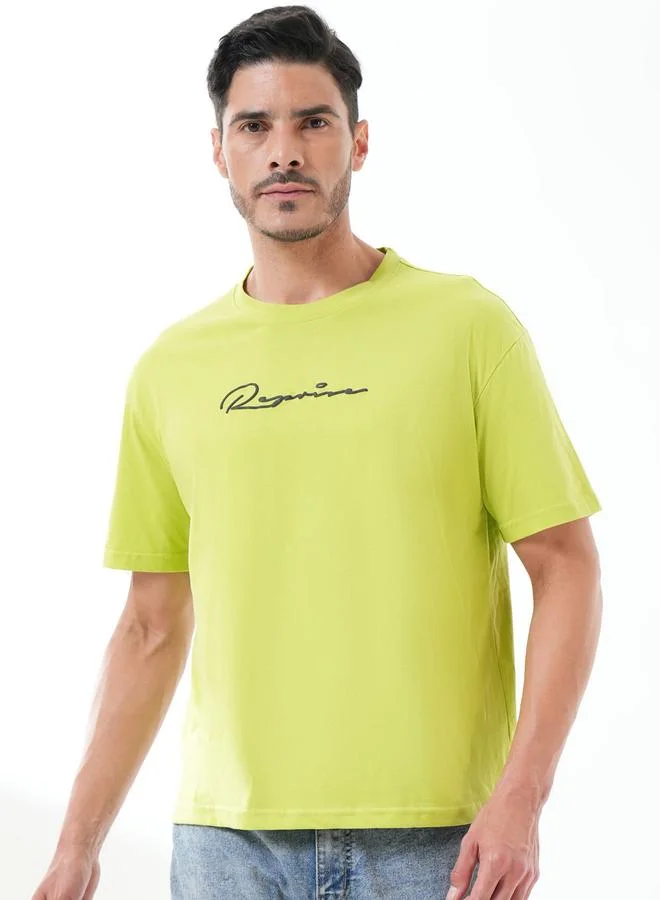 تايك تو Neon Green Graphic Print Short Sleeves Round Neck T-Shirt By Reprise