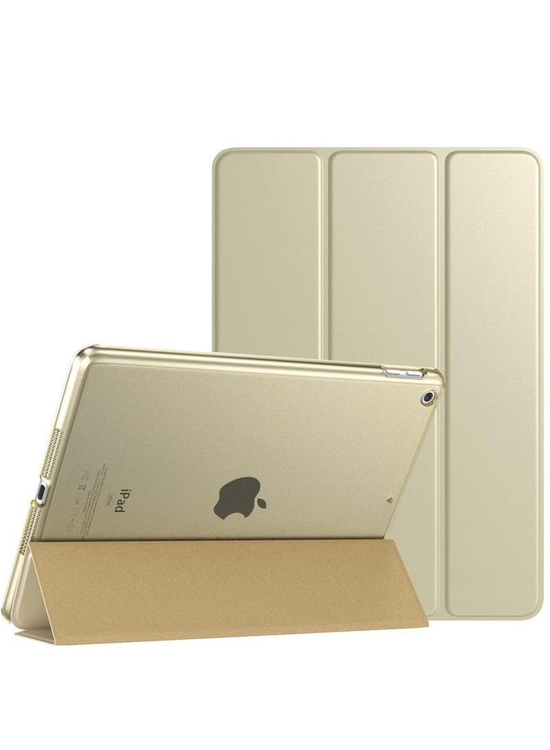 راكسوم حافظة iPad 10.2 - متوافقة مع الجيل التاسع (2021)، الجيل الثامن (2020)، الجيل السابع (2019) - غطاء ذكي واقٍ رفيع شفاف من البولي كربونات الصلب مع حامل - ذهبي - Image 1