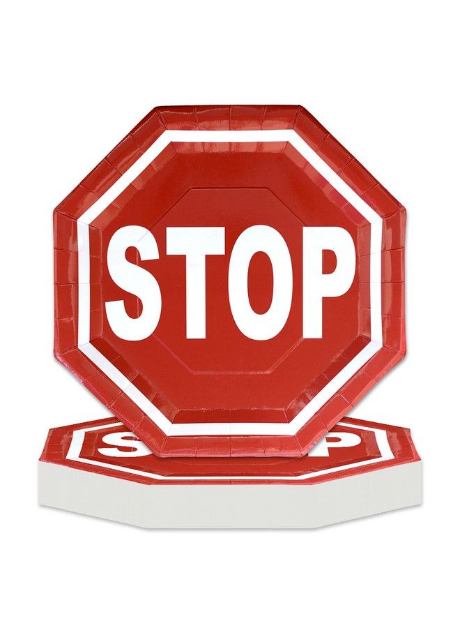 Havercamp Stop Sign Plates (24 Pk)! 24 Lg. Octagon Shape Plates. Great For Railroad Transportation Or Train Theme Events; Also Kid'S Birthday Party Or Train Collectors - Image 1