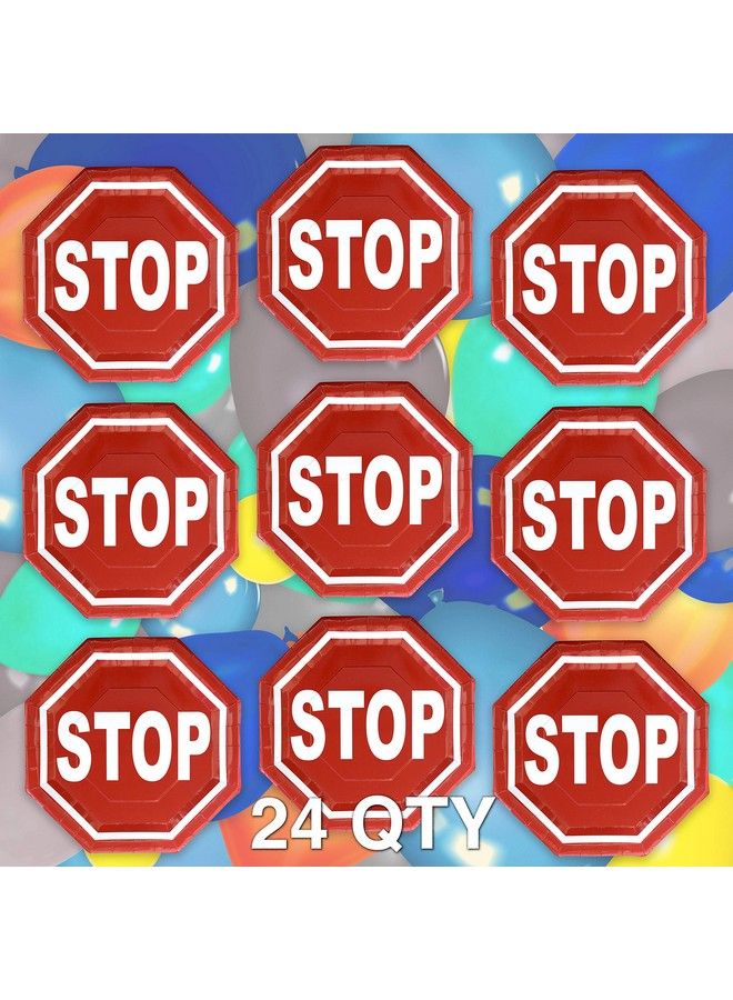 Havercamp Stop Sign Plates (24 Pk)! 24 Lg. Octagon Shape Plates. Great For Railroad Transportation Or Train Theme Events; Also Kid'S Birthday Party Or Train Collectors - Image 3