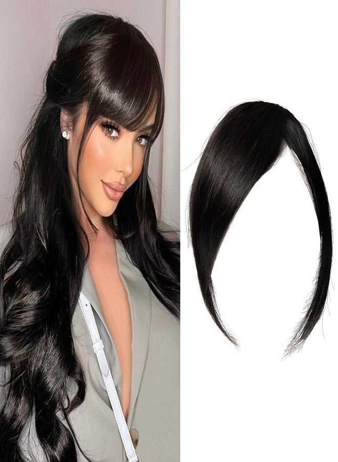 Dsoar Thick Side Bang Clip in Bangs Real Human Hair Bang Natural Clip on Side Bangs Straight Fringe Hair Extensions(Natural Color,with Temples) - Image 1