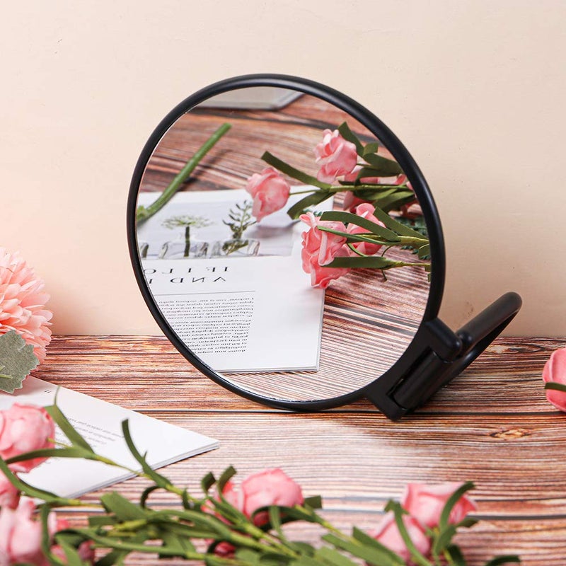 Aestivate Makeup Hand Mirror Travel Handheld Mirror Double-Sided 360 Adjustable Cosmetic Hand Mirror Round Black - Image 5