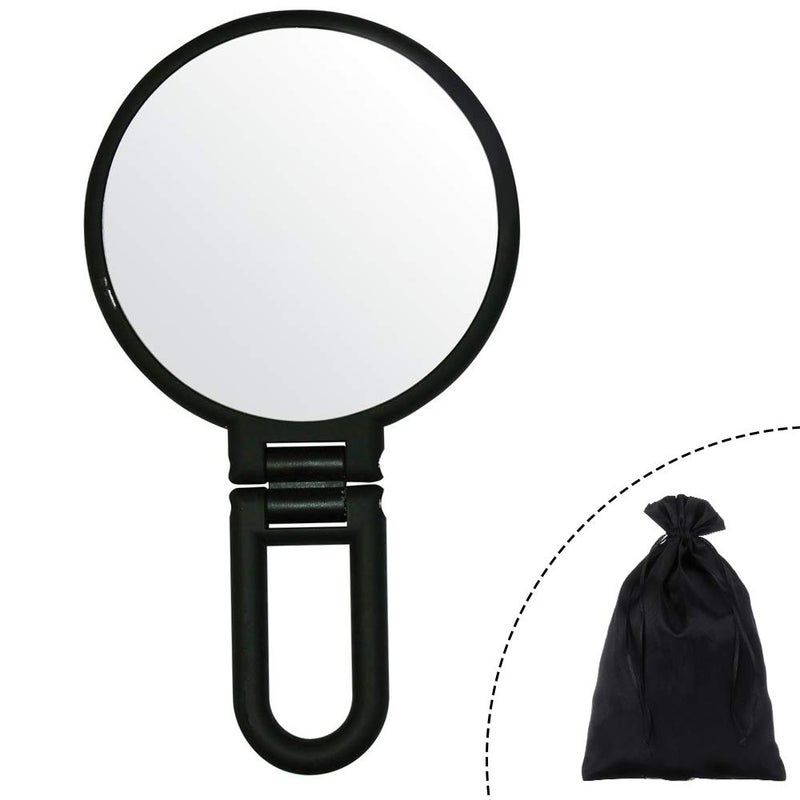 Aestivate Makeup Hand Mirror Travel Handheld Mirror Double-Sided 360 Adjustable Cosmetic Hand Mirror Round Black - Image 1