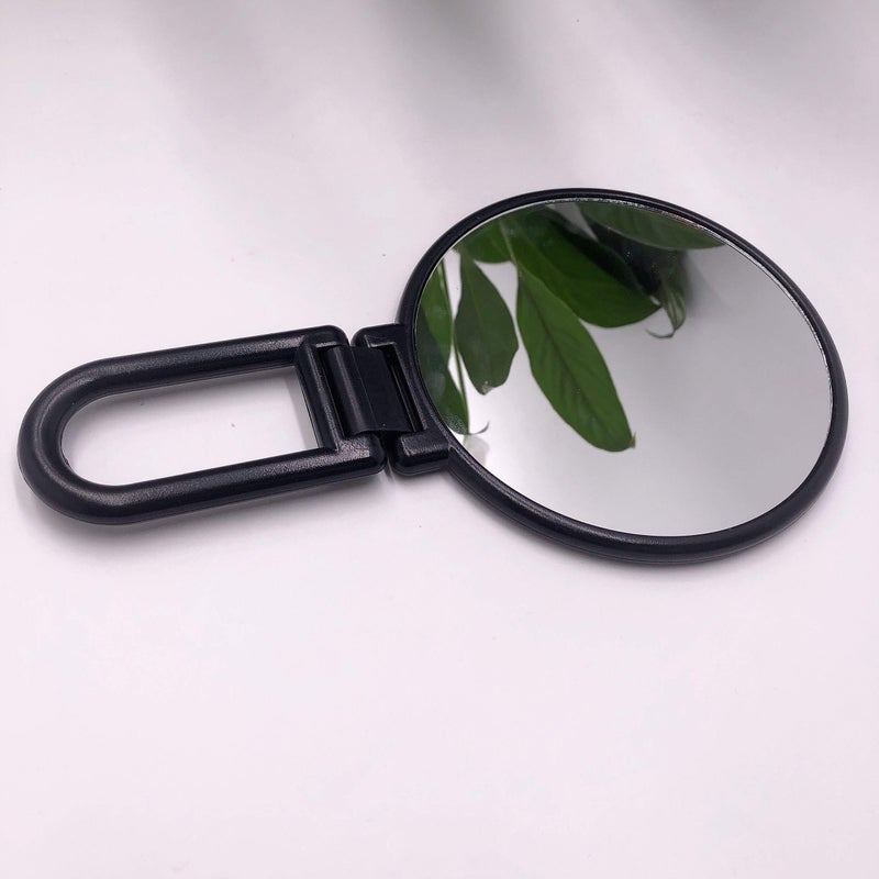 Aestivate Makeup Hand Mirror Travel Handheld Mirror Double-Sided 360 Adjustable Cosmetic Hand Mirror Round Black - Image 2