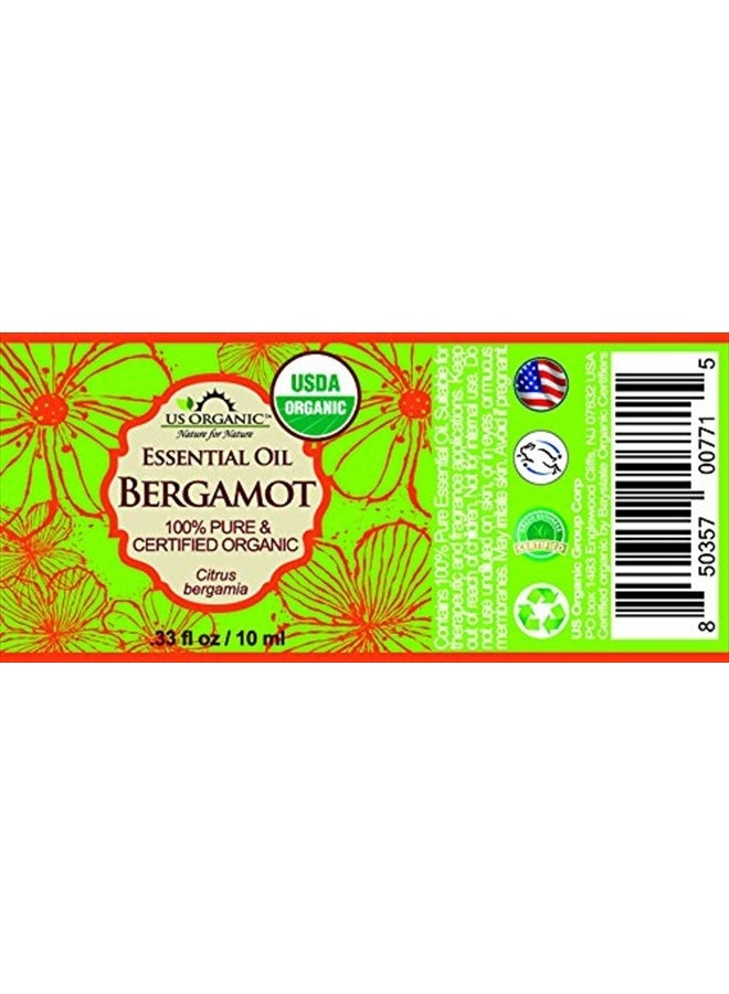 US Organic زيت البرغموت الأساسي النقي 100% ، معتمد عضوي من وزارة الزراعة الأمريكية ، مضغوط على البارد ، مع قطارات يورو (تتوفر أحجام مختلفة) (10 مل / 0.33 أونصة سائلة) - Image 2