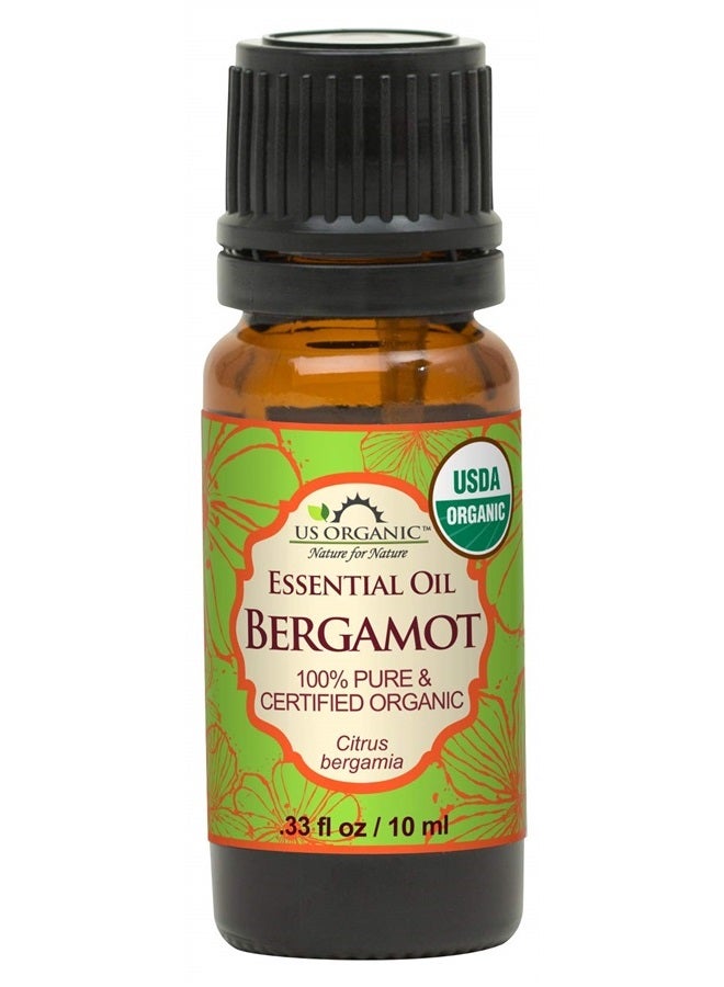 US Organic زيت البرغموت الأساسي النقي 100% ، معتمد عضوي من وزارة الزراعة الأمريكية ، مضغوط على البارد ، مع قطارات يورو (تتوفر أحجام مختلفة) (10 مل / 0.33 أونصة سائلة) - Image 1