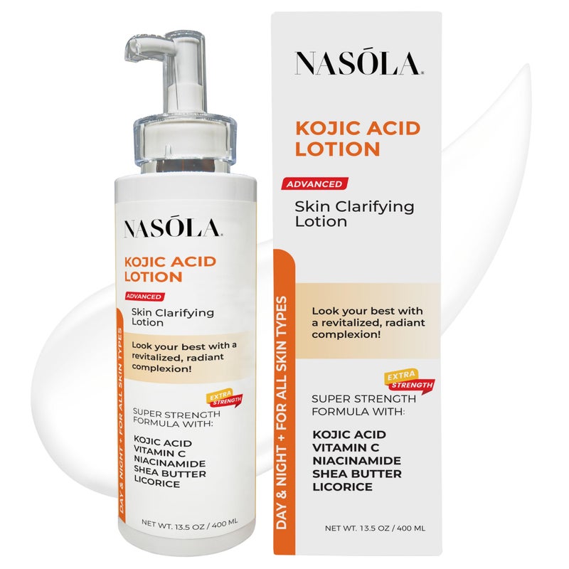 Nasola Kojic Acid Lotion Natural Skin Clarifying for Face & Body with Vitamin C, Niacinamide, Shea Butter, Licorice & Green Tea for Complexion Revitalization, Women & Men - Image 1