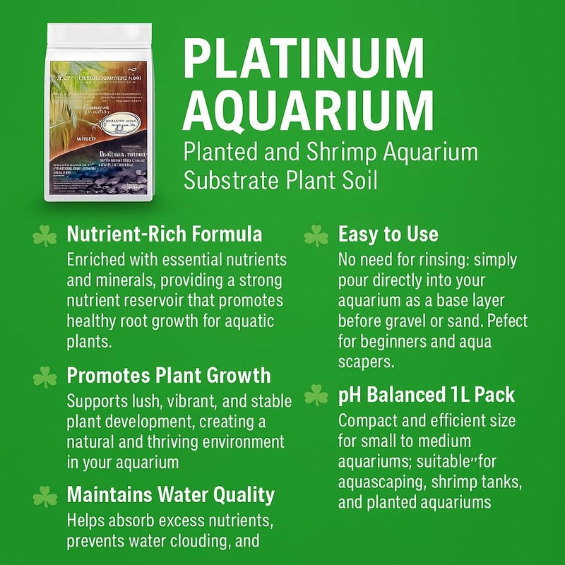 VAYINATO تربة أكواريوم بلاتينيوم 1 لتر من أكواتيك ريميذيز - ركيزة غنية بالمغذيات لأحواض النباتات والجمبري | متوازنة الحموضة، تعزز النمو الصحي للجمبري والنباتات المائية - Image 2