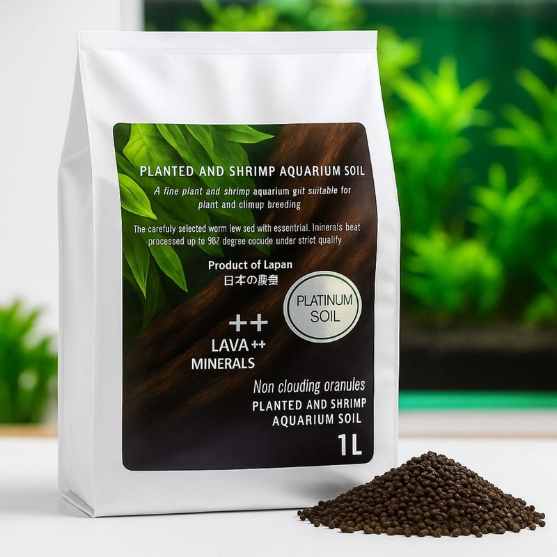 VAYINATO تربة أكواريوم بلاتينيوم 1 لتر من أكواتيك ريميذيز - ركيزة غنية بالمغذيات لأحواض النباتات والجمبري | متوازنة الحموضة، تعزز النمو الصحي للجمبري والنباتات المائية - Image 1