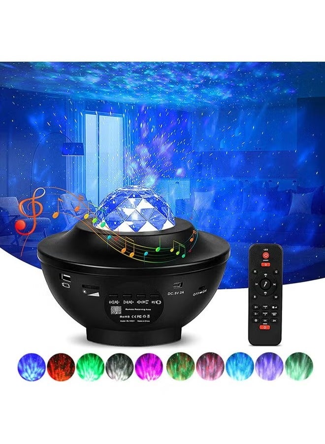 SHOPI LED Star Light Projector,Baytion Starry Night Lights & Rotating Ocean Wave Music Projection Lamp with Remote Control Bluetooth Speaker for Room Bedroom, Living Room Decoration 