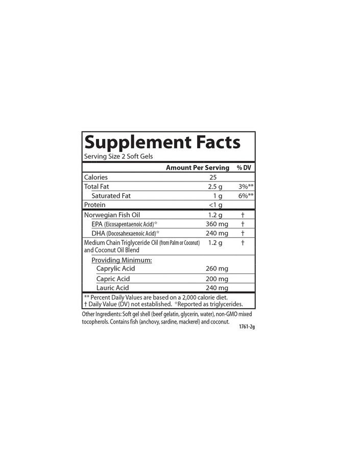 Carlson Mct  Omega3 Coconut Oil Caprylic  Capric Acids Epa  Dha Energy Production Fat Metabolism  Brain Health 120 Softgels - Image 4