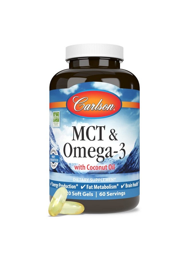 Carlson Mct  Omega3 Coconut Oil Caprylic  Capric Acids Epa  Dha Energy Production Fat Metabolism  Brain Health 120 Softgels - Image 5
