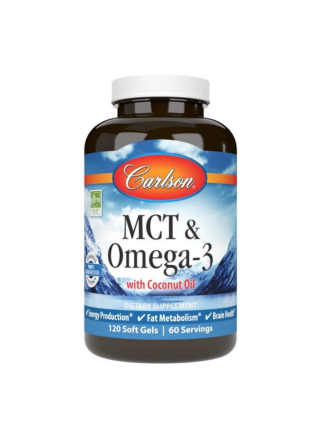 Carlson Mct  Omega3 Coconut Oil Caprylic  Capric Acids Epa  Dha Energy Production Fat Metabolism  Brain Health 120 Softgels - Image 2