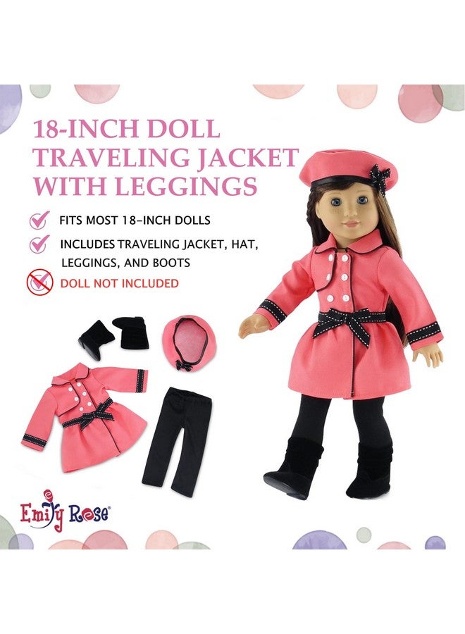Emily Rose 18-inch Doll Clothes Pink 4-PC Outdoor Traveling Coat Outfit, Includes Black Leggings, Matching Hat and Black Boots | 18" Doll Clothing & Accessories Gift Set | USA Business - Image 3