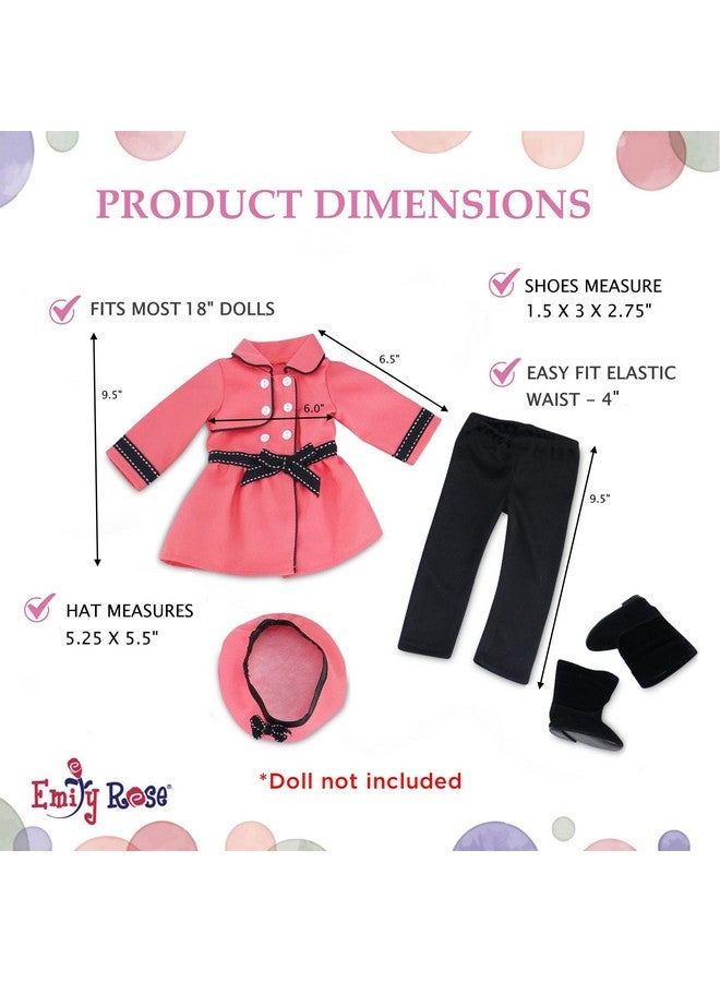 Emily Rose 18-inch Doll Clothes Pink 4-PC Outdoor Traveling Coat Outfit, Includes Black Leggings, Matching Hat and Black Boots | 18" Doll Clothing & Accessories Gift Set | USA Business - Image 4