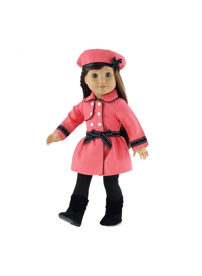 Emily Rose 18-inch Doll Clothes Pink 4-PC Outdoor Traveling Coat Outfit, Includes Black Leggings, Matching Hat and Black Boots | 18" Doll Clothing & Accessories Gift Set | USA Business - Image 1