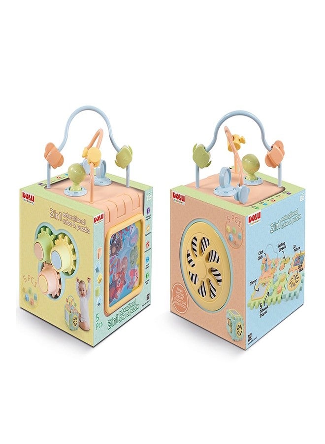 DOLU: 2-in-1 Educational Cube & Puzzle - Turn-Twist-Spin Activity Play Toy, Unfolds Flat, Block Shapes-Colors-Dimensions Learning, Toddlers Kids 12mo+ - Image 3