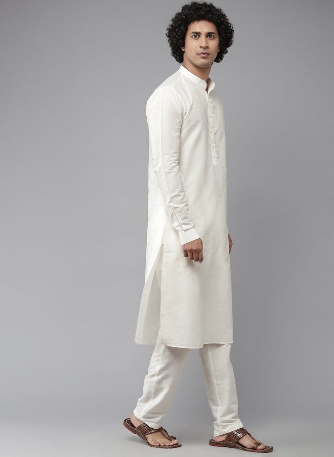 see designs Men's White Solid Cotton Kurta - Image 3