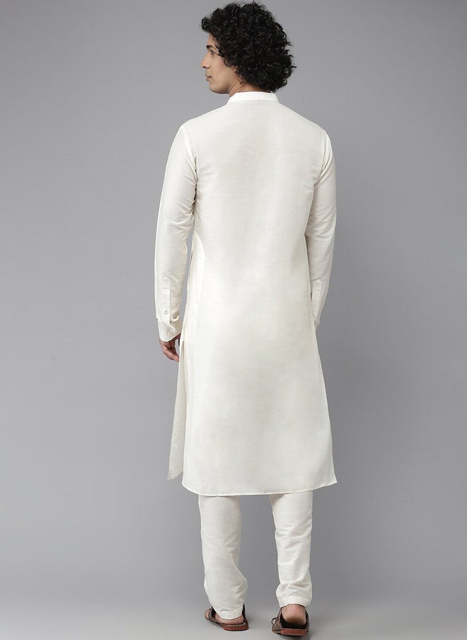 see designs Men's White Solid Cotton Kurta - Image 5