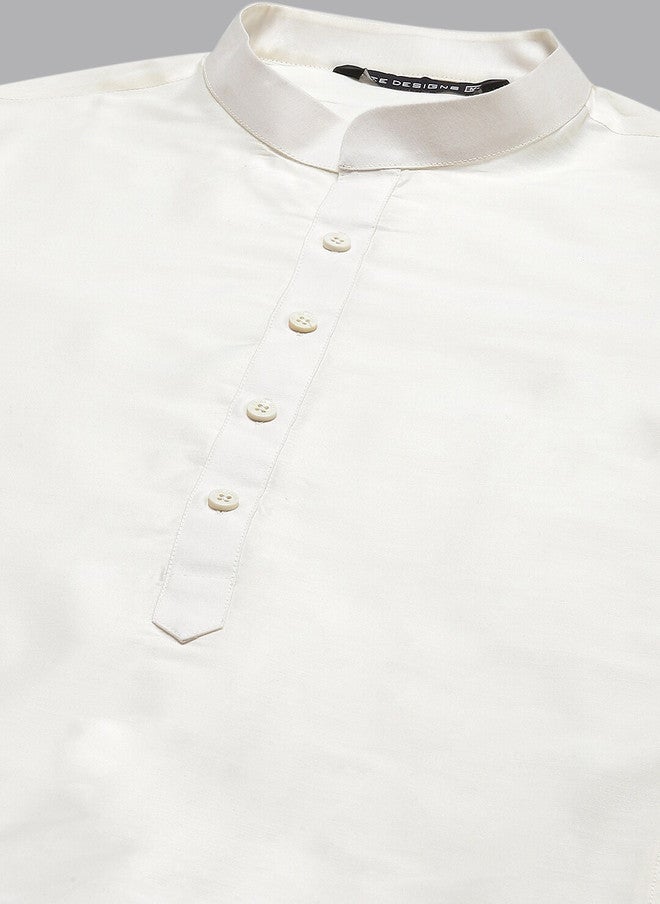 see designs Men's White Solid Cotton Kurta - Image 2