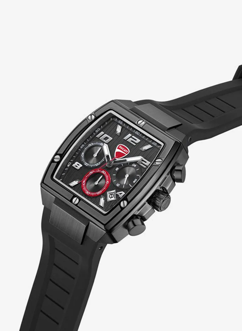 دوكاتي Pioneer Black Dial, Silicone Strap, Chronograph Watch for Men, 41mm