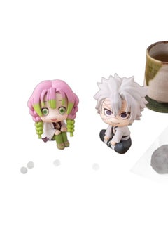 General Kanroji Mitsuri Version Q Figure Shinazugawa Sanemi Palm Tree Sitting Position Figurine Cake Ornament Anime Cute Statue Collection Figurine（10cm）  - Image 3