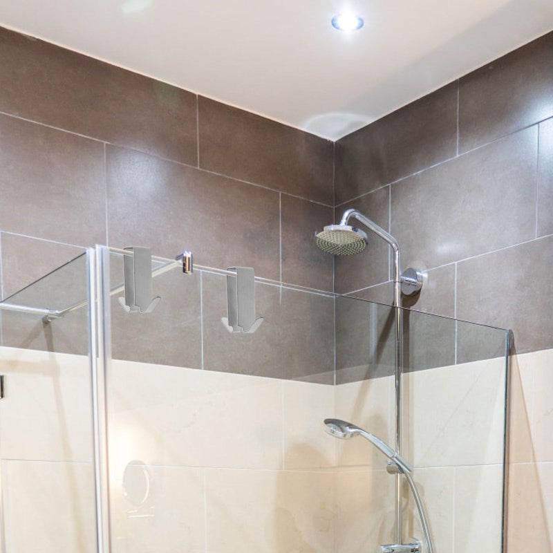 Double Sided Stainless Steel Towel Hooks No Drill Over Shower Door Wall Mount Organizer - Image 5