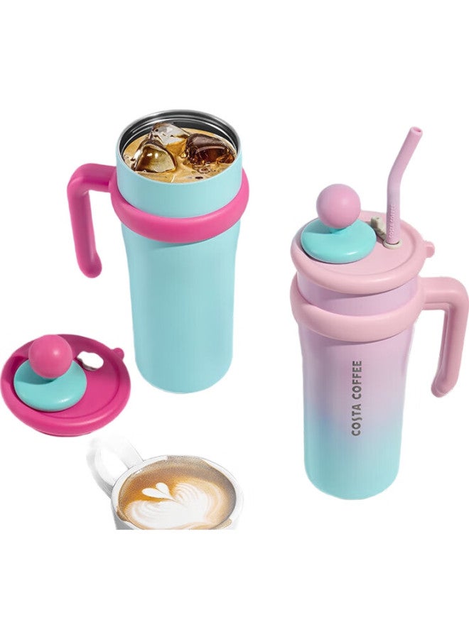 Costa Giant Large Capacity Insulated Water Bottle With Straw For Men And Women, Student Ice Cup, Car-Friendly Stainless Steel Gift - Image 2