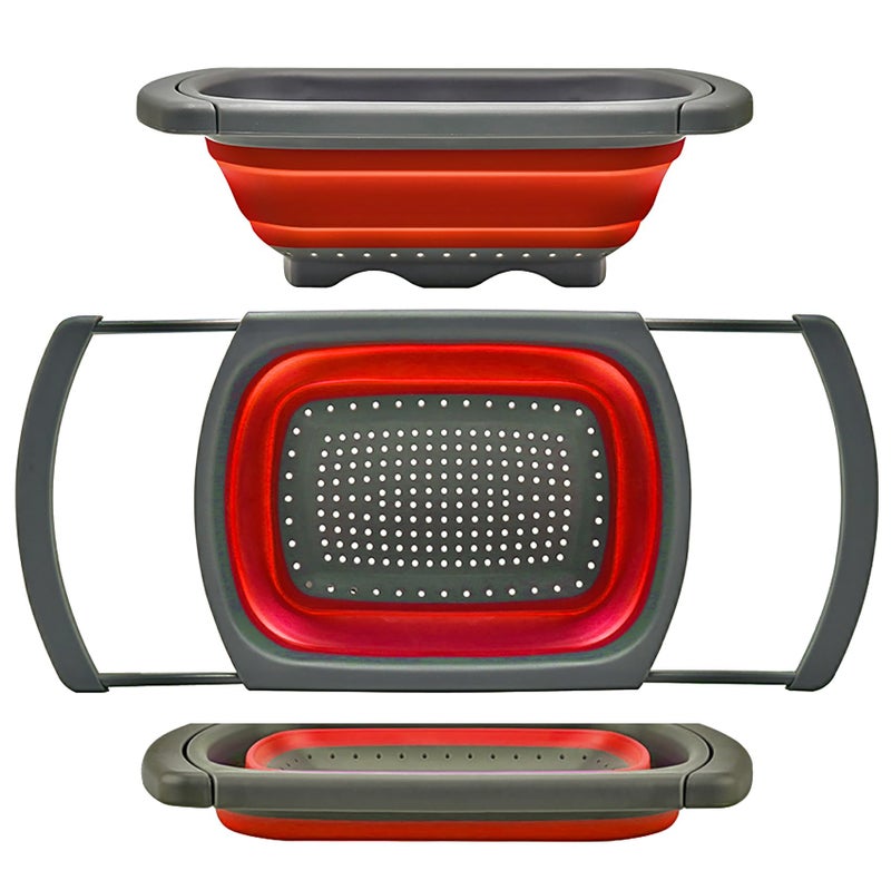 Qimh Colander Collapsible Over The Sink VeggiesFruit 6Quart Strainers and Colanders with Extendable Handles Folding Strainer for Kitchen