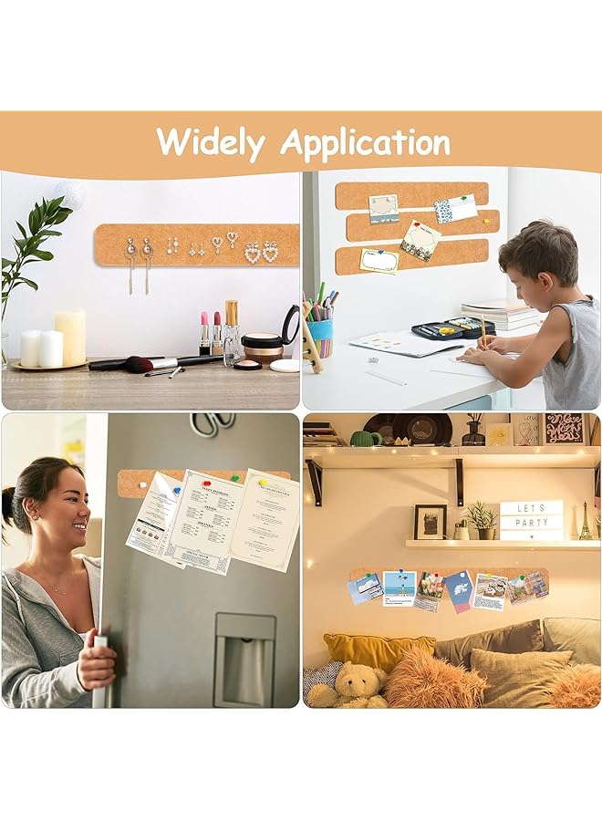 erorex Board Bar Strips Brown Self Adhesive Felt Pin Board Bar Strips Notice Board Cork Board With 35 Push Pins Bulletin Board For Paste Notes Photos Schedules Office Decor - Image 5