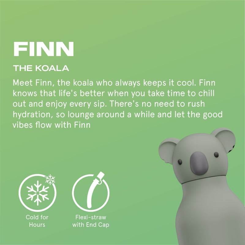 asobu Bestie Bottle Insulated Stainless Steel Water Bottle with Detachable Soft Animal Head Fun Drinking For Kids and Teens with Flexible Reusable Straw 16 Ounce (Koala) - Image 2
