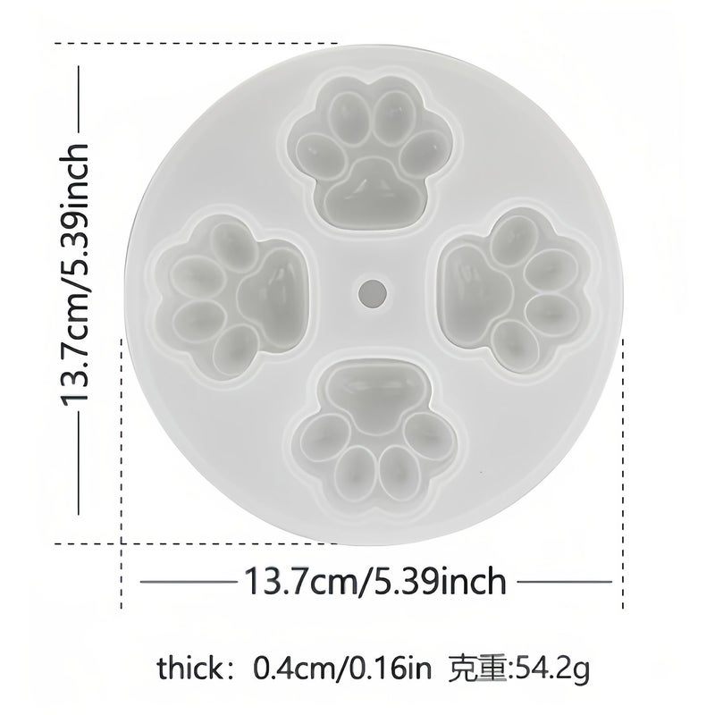 Cat Paw Set Mold 4 Cavity Silicone Resin Liquid Mold Reusable For Wax Clay Plaster Candle Making Produces 4 Models At Once - Image 2