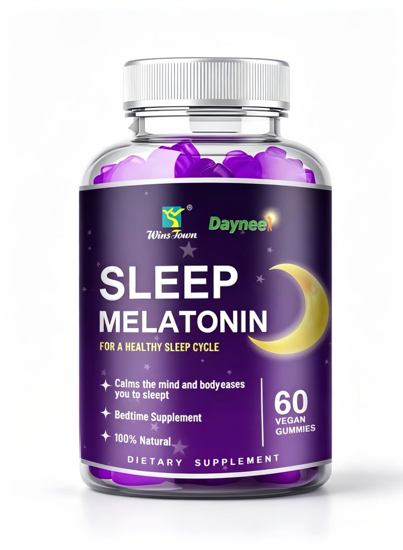 Wins Town Natural Melatonin 6mg Sleep Gummies, 60 Vegan Count, Halal Bedtime Supplement for Regulating Healthy Sleep Cycles, No Added Sugar, Non-GMO - Image 1