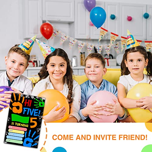 DETIHO 4" x 6" Hi Five Birthday Party Invitation Cards With Envelopes - Five Years Old Party - 5th Birthday Invitation - 20 Sets - E46 - Image 4