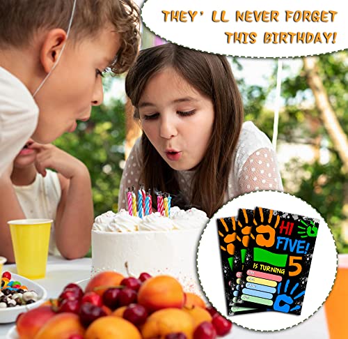 DETIHO 4" x 6" Hi Five Birthday Party Invitation Cards With Envelopes - Five Years Old Party - 5th Birthday Invitation - 20 Sets - E46 - Image 5