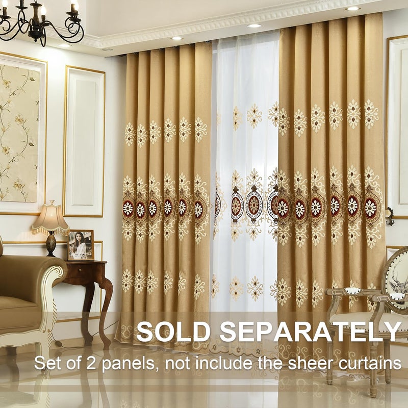 VOGOL Customized Simple Chenille Jacquard Blackout Window Elegance Curtains/Drapes/Panels/Treatments for Bedroom Living Room, 60 x 106, Top Grommets (2 Panels) - Image 2